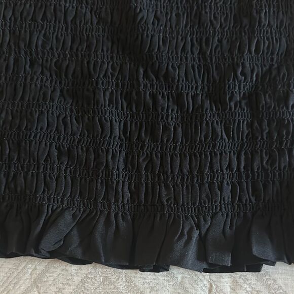 Katie J NYC Girls Marli Short-Sleeve Puff Sleeve Smock Black Textured Blouse - M - Picture 7 of 7